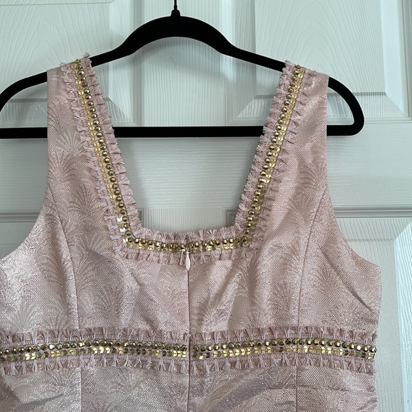 Elegant Pink Sleeveless Dress with Gold Accents LILLY PULITZER size 12 NWT - Picture 3 of 6